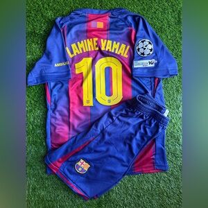 Lamine Yamal Barcelona jersey kids set
